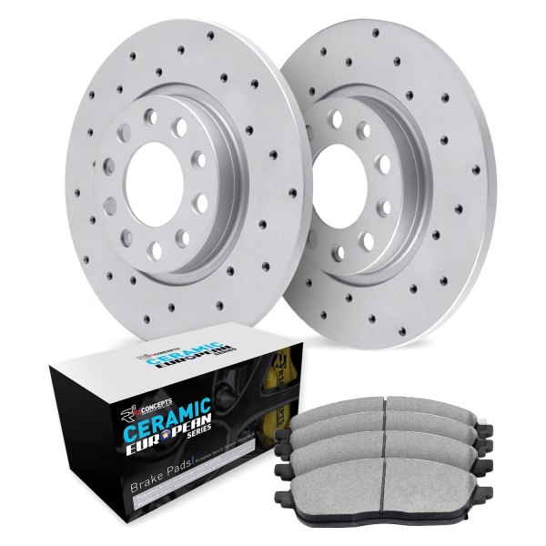  R1 Concepts® - Drilled Rear Brake Kit with Euro Ceramic Pads