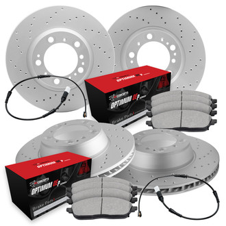 R1 Concepts® - Carbon Coated Drilled Brake Kit with Optimum OE Pads