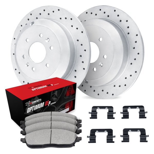  R1 Concepts® - Drilled Rear Brake Kit with Optimum OE Pads