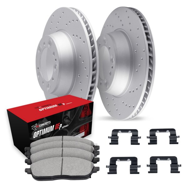  R1 Concepts® - Drilled Front Brake Kit with Optimum OE Pads