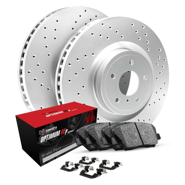 R1 Concepts® - Drilled Rear Brake Kit with Optimum OE Pads