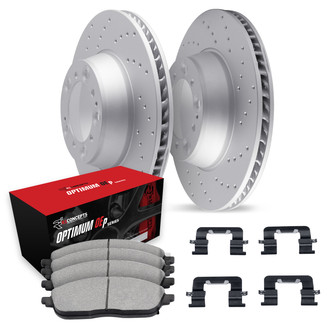 R1 Concepts® - Drilled Front Brake Kit with Optimum OE Pads