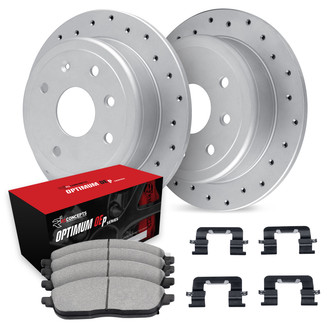 R1 Concepts® - Drilled Front Brake Kit with Optimum OE Pads