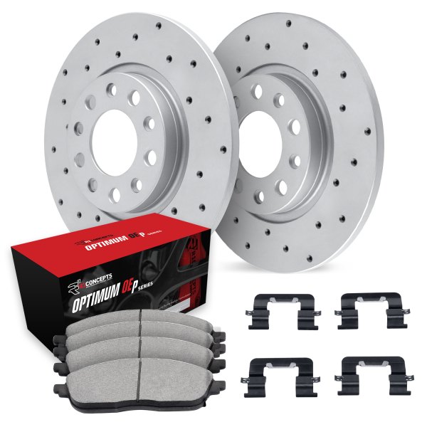  R1 Concepts® - Drilled Rear Brake Kit with Optimum OE Pads