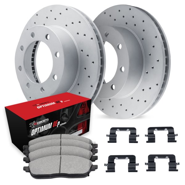  R1 Concepts® - Drilled Rear Brake Kit with Optimum OE Pads