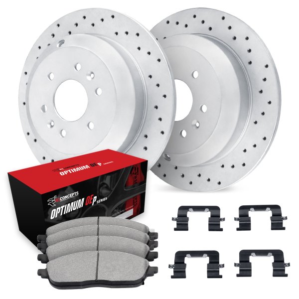  R1 Concepts® - Drilled Rear Brake Kit with Optimum OE Pads