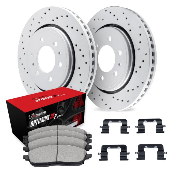  R1 Concepts® - Drilled Front Brake Kit with Optimum OE Pads