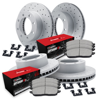 R1 Concepts® - Carbon Coated Drilled Brake Kit with Optimum OE Pads