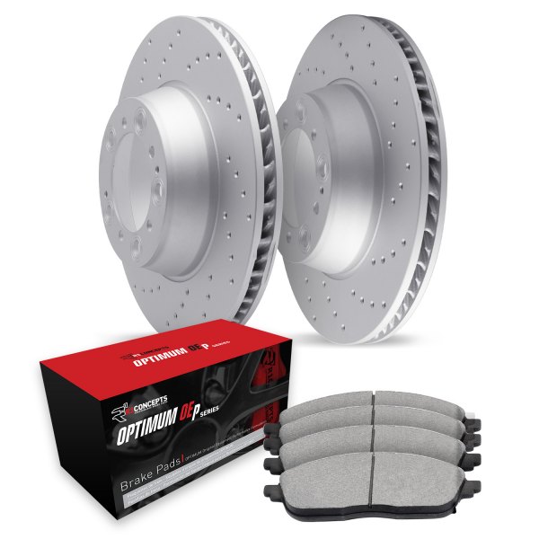  R1 Concepts® - Drilled Rear Brake Kit with Optimum OE Pads