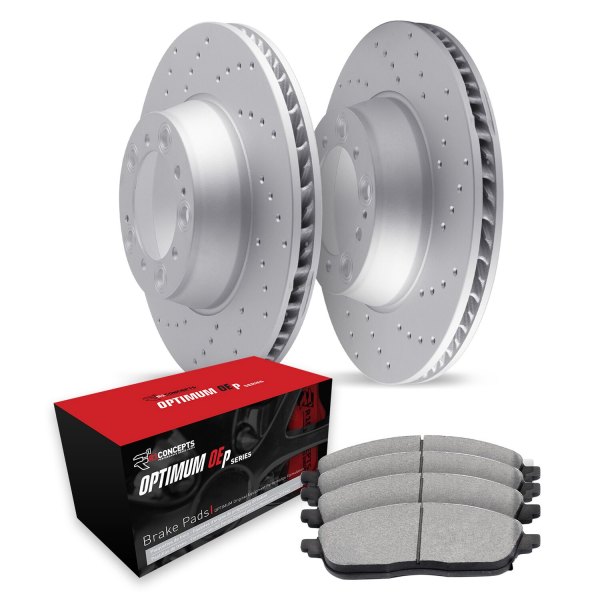 R1 Concepts® - Drilled Front Brake Kit with Optimum OE Pads