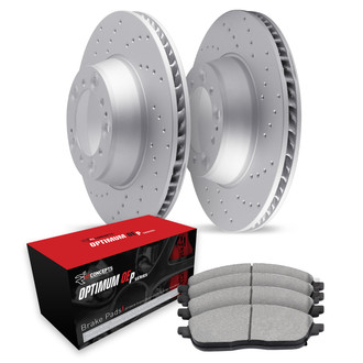 R1 Concepts® - Drilled Front Brake Kit with Optimum OE Pads