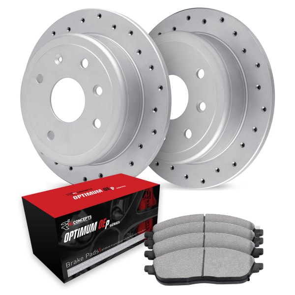  R1 Concepts® - Drilled Rear Brake Kit with Optimum OE Pads