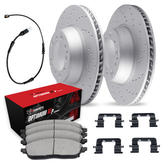R1 Concepts® WMUS1-31007 - Drilled Rear Brake Kit with Optimum OE Pads