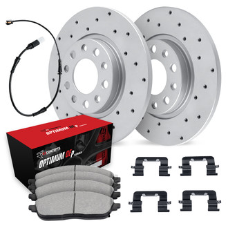 R1 Concepts® - Drilled Rear Brake Kit with Optimum OE Pads