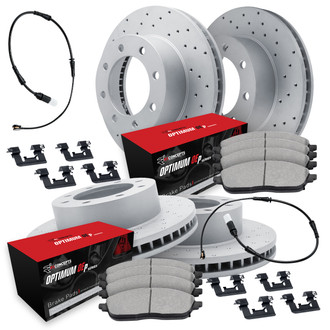 R1 Concepts® - Carbon Coated Drilled Brake Kit with Optimum OE Pads