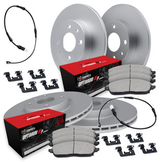 R1 Concepts® - Carbon Coated Drilled Brake Kit with Optimum OE Pads