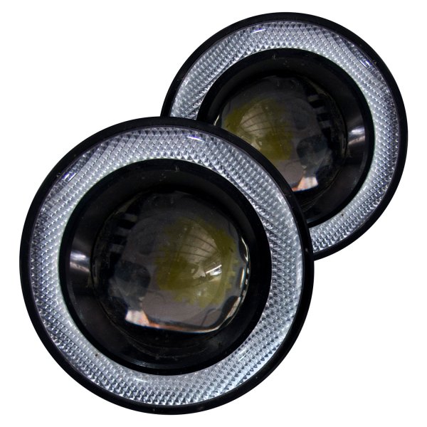 Race Sport® - 2.5" Round Projector LED Fog Lights with Blue Color Halo