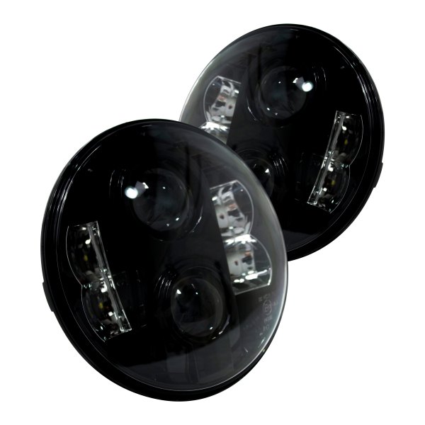 Race Sport® - 7" Round Black Projector LED Headlights