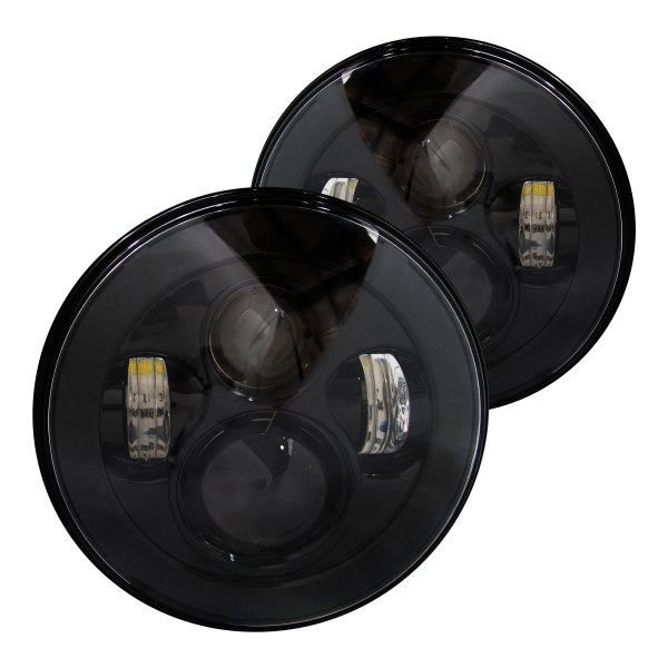 Race Sport® - 7" Round Black Projector LED Headlights