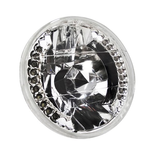 Race Sport® - 5 3/4" Round Chrome Diamond Cut LED Halo Headlight