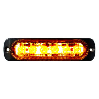 Race Sport® - 6-LED Ultra Slim Bolt-On Mount 19-Flash Pattern Amber LED Strobe Light