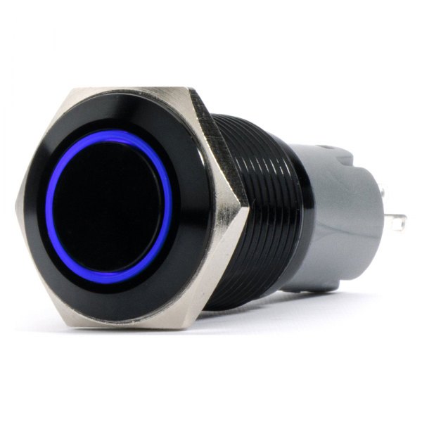  Race Sport® - 19mm Flush Mount Momentary Style Black LED Switch