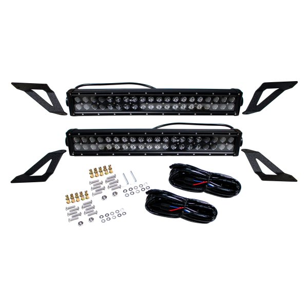 Race Sport® - Grille Blacked Out® Series Silver Hi Performance 20" 2x120W Dual Row Combo Beam LED Light Bars