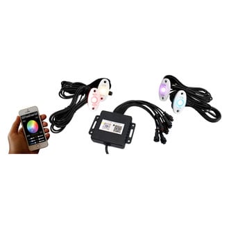 Race Sport® RSLD4KITCS-W - 4-LED ColorSMART Smartphone App Controlled Multicolor White LED Rock Light Kit