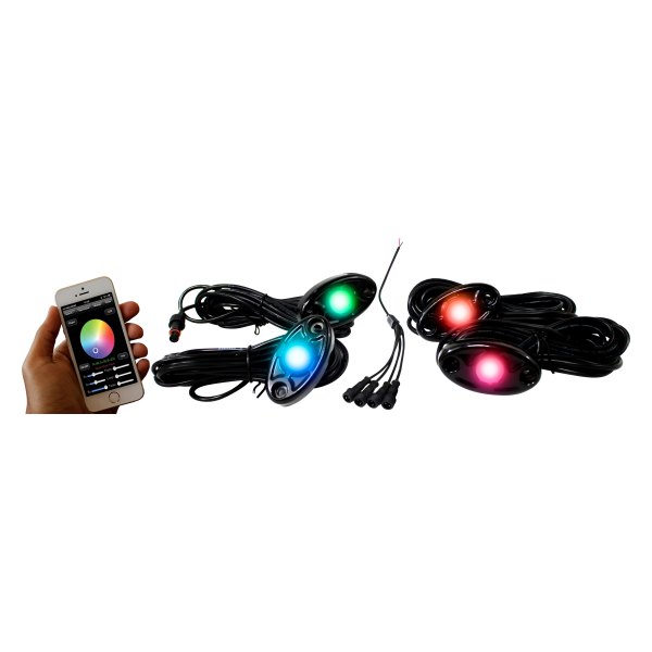  Race Sport® - 4-LED ColorSMART Smartphone App Controlled Multicolor Black LED Rock Light Kit