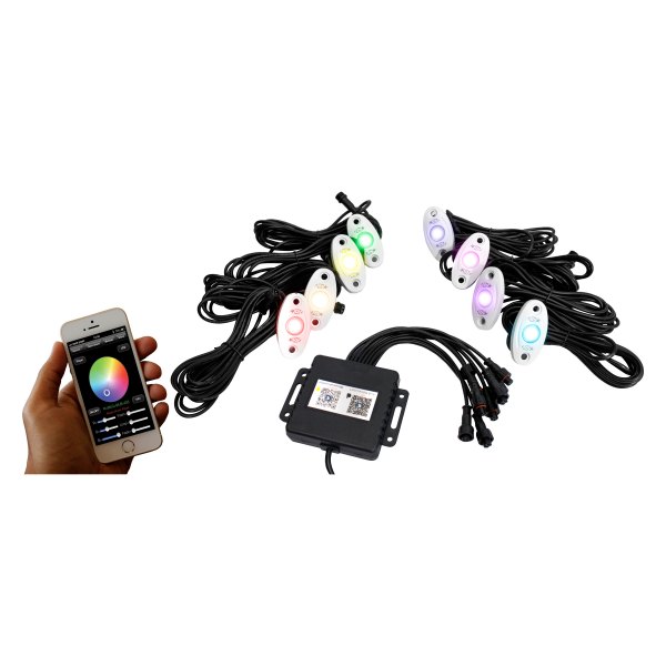  Race Sport® - 8-LED ColorSMART Smartphone App Controlled Multicolor White LED Rock Light Kit