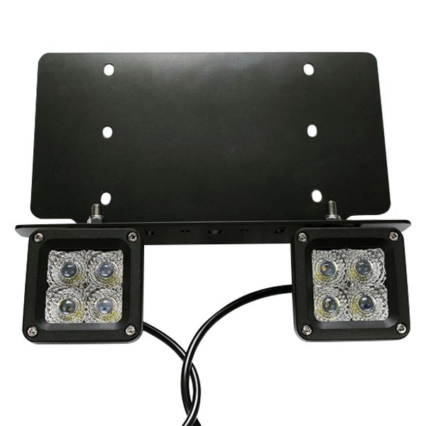Race Sport® - License Plate Heavy Duty Series US License Plate 3" 2x20W Cube Combo Beam LED Lights with (2) Heavy Duty 3x3 LED Cubes 3800 LUX