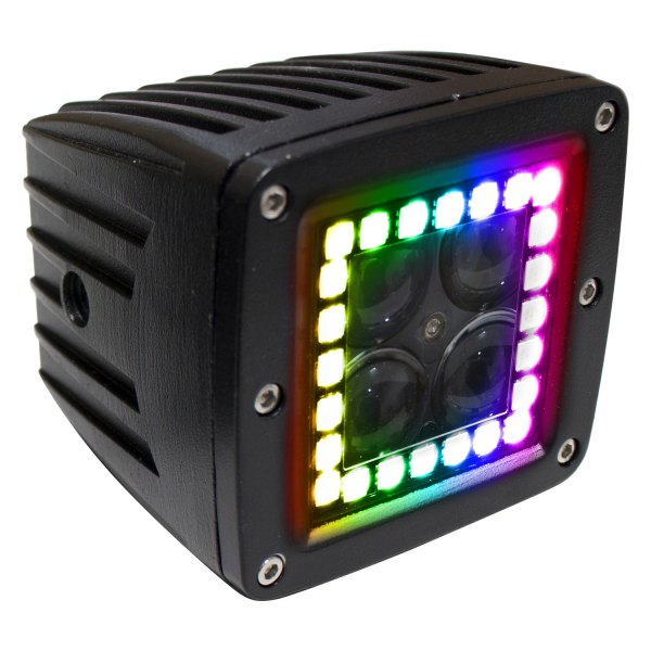 Race Sport® - ColorADAPT™ Series 3" 2x16W Cube Spot Beam LED Lights with RGB Backlight