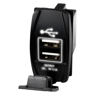 Race Sport® - LED Rocker Switch 2-Port USB Charge LED Panel
