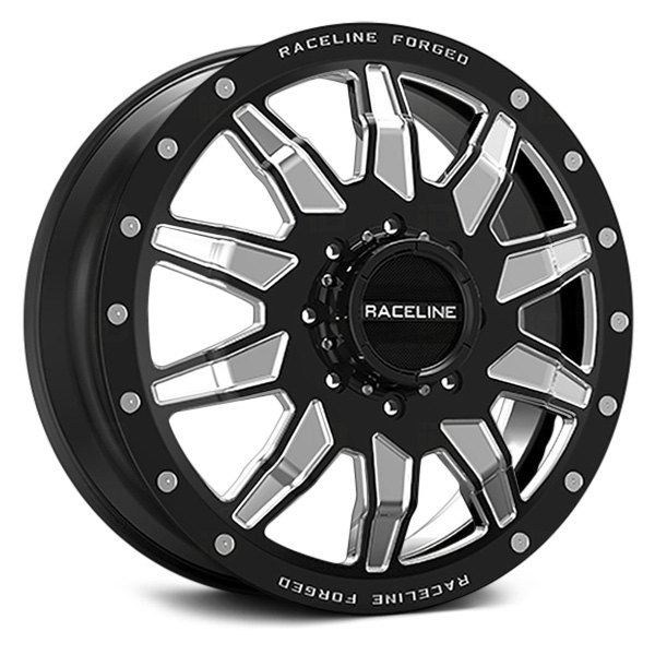 RACELINE® - RF401B MAMMOTH 8 FORGED DUALLY Front Gloss Black Milled