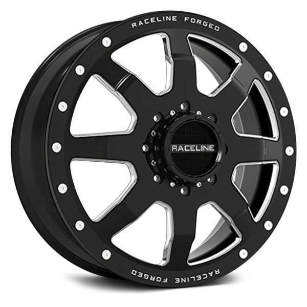 RACELINE® - RF402B SPYDER 8 FORGED DUALLY Front Gloss Black Milled