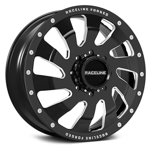 RACELINE® - RF403B TWISTED 8 FORGED DUALLY Front Gloss Black Milled