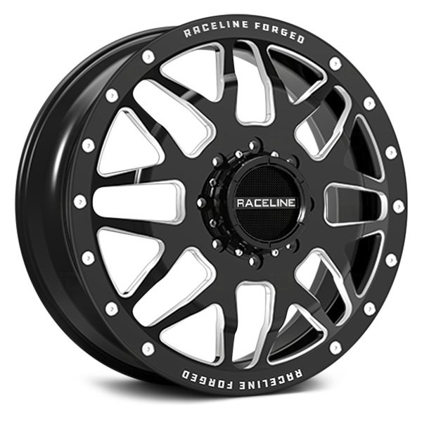RACELINE® - RF405B STATIC 8 FORGED DUALLY Front Gloss Black Milled