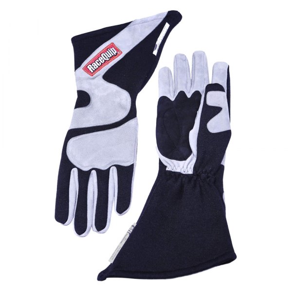 RaceQuip® - 358 Series Gray/Black Nomex Long Gauntlet S Double Layer Race Gloves with Long Angle Cut