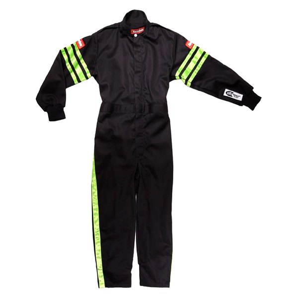 RaceQuip® - Pro-1 Series Black with Green XL Single Layer Racing Suit
