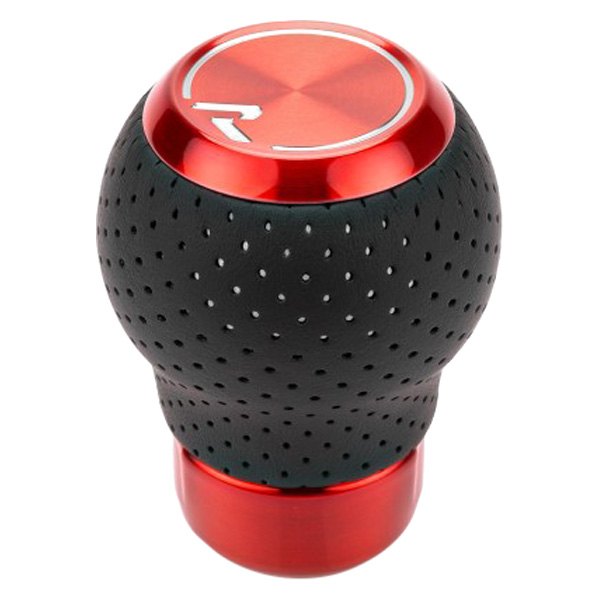Raceseng® - Manual Stratose 6-Speed Perforated Leather Shift Knob with Red Translucent Base and Cap