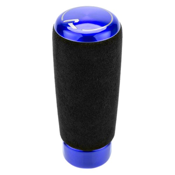 Raceseng® - Manual Cylix 6-Speed Perforated Leather Shift Knob with Blue Translucent Base and Cap
