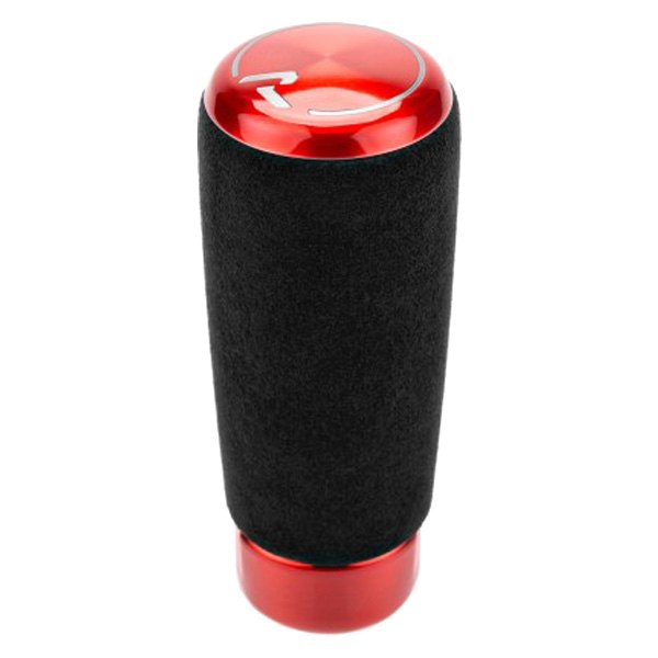  Raceseng® - Automatic Cylix Perforated Leather Shift Knob with Red Translucent Base and Cap
