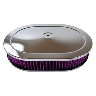 Racing Power Company® - Oval Stamped Steel Chrome Air Cleaner Set
