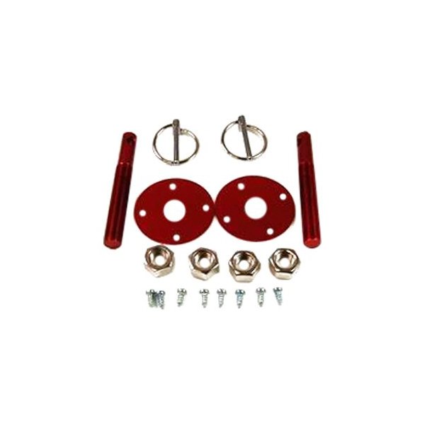 Racing Power Company® - 1/2" Red Aluminum Hood Pin Set with Torsion Pins