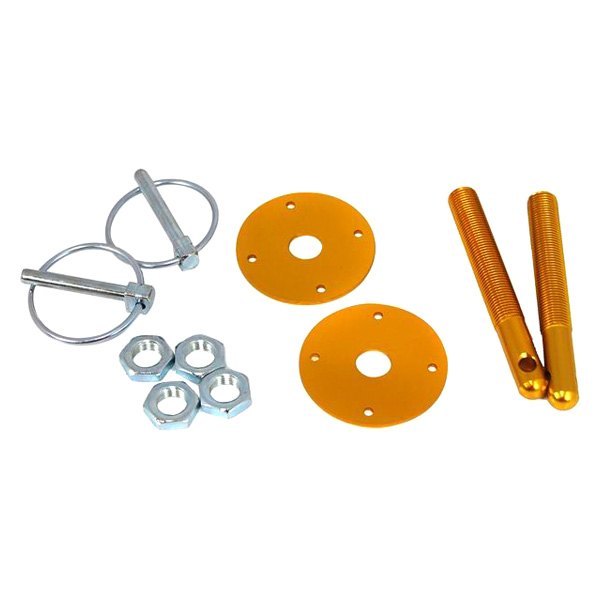Racing Power Company® - 1/2" Gold Aluminum Hood Pin Set with Torsion Pins