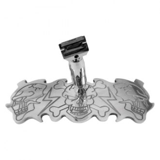 Racing Power Company® - Polished Aluminum Skulls Windshield Mount Mirror