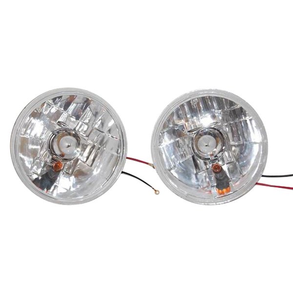 Racing Power Company® - 5 3/4" Round Chrome Crystal Headlights With Amber Turn Signal