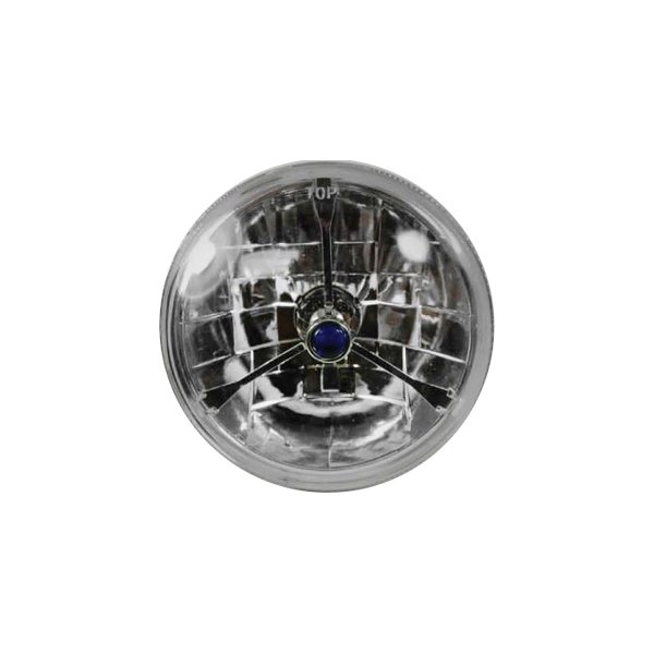 Racing Power Company® - 7" Round Chrome Tri-Bar Crystal Headlights With Blue Dot