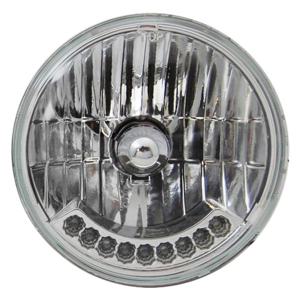 Racing Power Company® - 7" Round Chrome Crystal Headlights With Amber Turn Signal