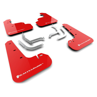 Rally Armor® - UR Series Red Mud Flap Kit with White Logo